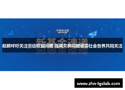 赵鹏呼吁关注劳动权益问题 强调欠薪问题亟需社会各界共同关注